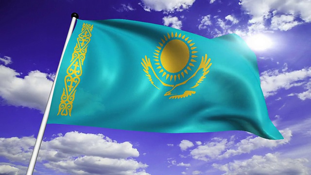 哈萨克斯坦国旗(环)视频素材