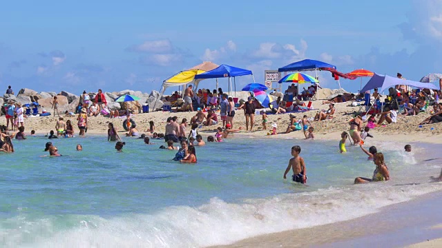 迈阿密海滩夏日海滩全景美国佛罗里达视频素材