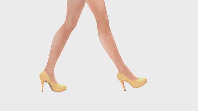 苗条的女性腿在白色的背景高跟鞋视频素材