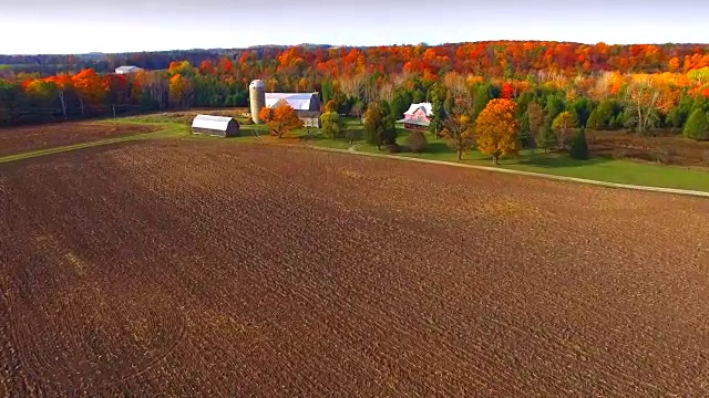 风景优美的乡村中心立交桥，风景迷人的秋天的颜色视频素材