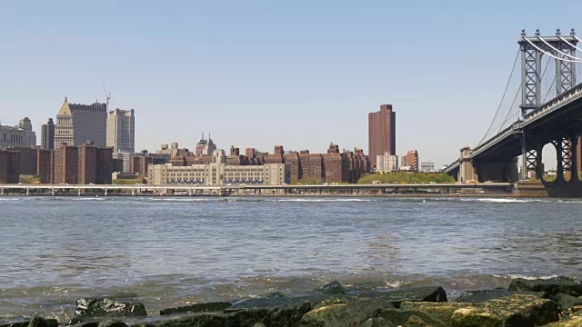 美国布鲁克林湾曼哈顿部分大桥全景4k视频素材