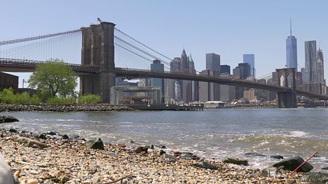美国布鲁克林大桥公园湾曼哈顿全景4k视频素材
