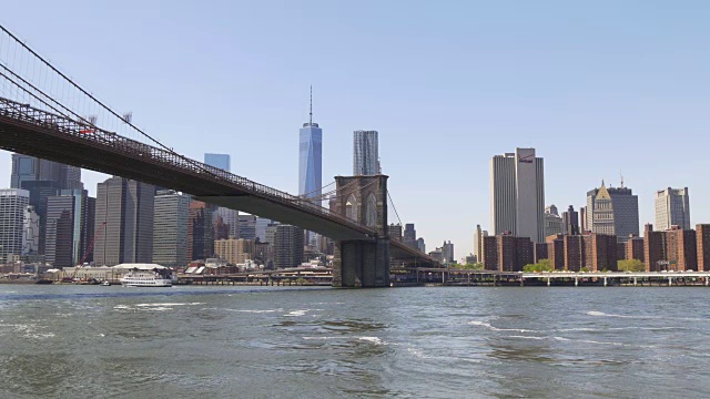 美国曼哈顿著名的布鲁克林大桥公园日光全景4k视频素材