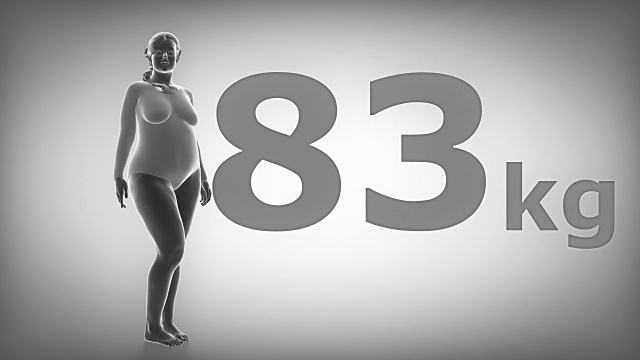 女性肥胖概念-瘦到肥胖公斤视频素材