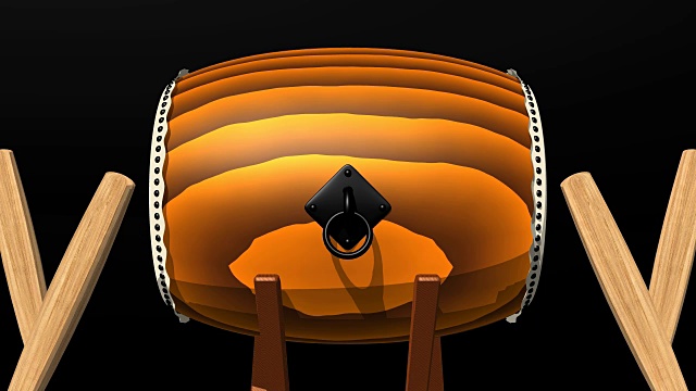 可循环的亚洲鼓和棍子在黑色的背景视频素材