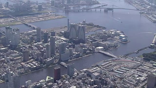 空中，筑地鱼市和计划搬迁地点，东京视频素材
