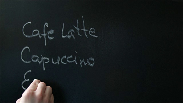在黑板上写咖啡店菜单视频下载