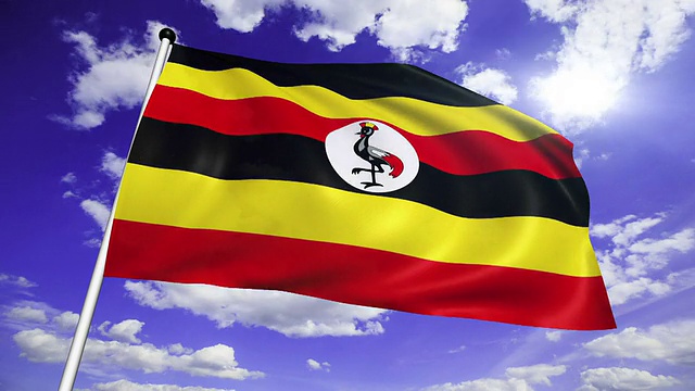 乌干达国旗(环)视频素材