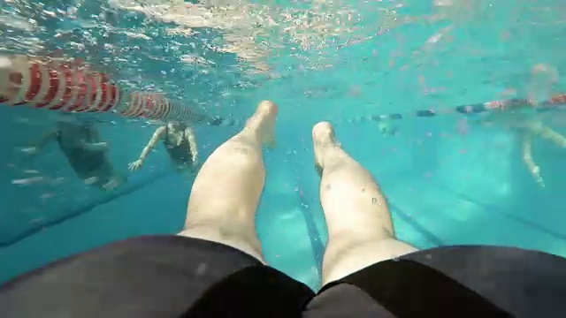 蛙泳:游泳者在游泳池里用腿游泳视频下载