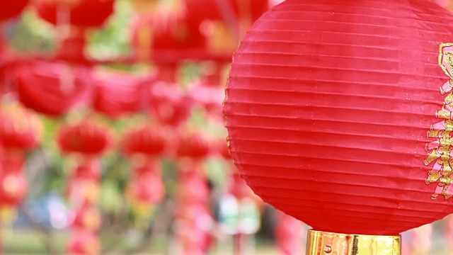 中国红灯笼的高清镜头，为庆祝春节，日倍视频素材