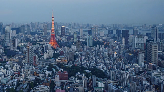 日本东京城市从白天到夜晚的时间流逝视频素材