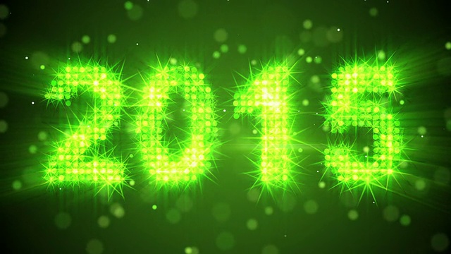 2015年新年祝福发光绿色颗粒循环视频素材