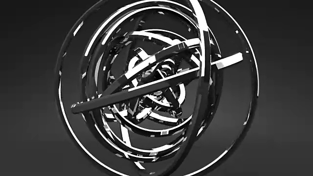 环能银圈抽象上黑色背景视频素材