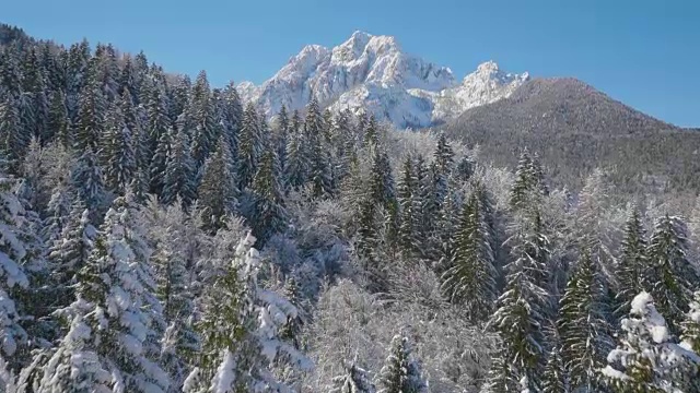 4K天线:在一个晴朗的日子里展示一座冬天的山视频素材