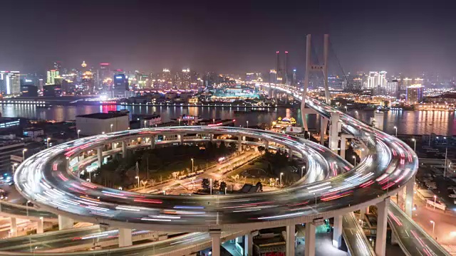 南浦大桥夜景/中国上海视频素材