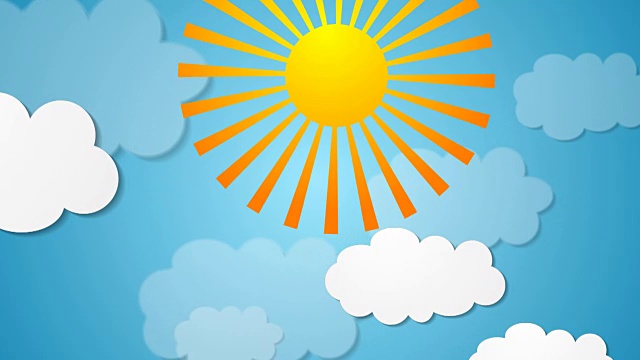 夏季视频动画与太阳和云彩视频下载