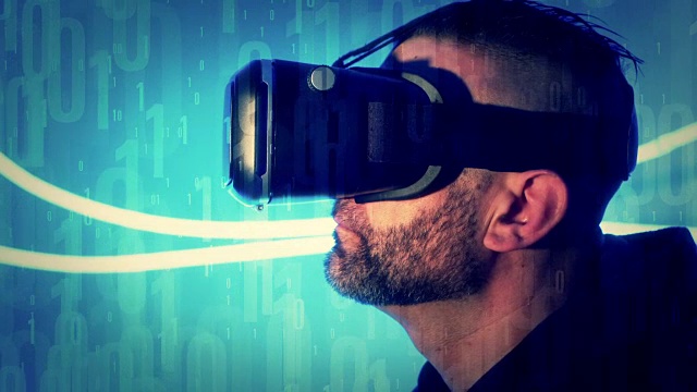 未来概念人互动虚拟现实眼镜视频素材