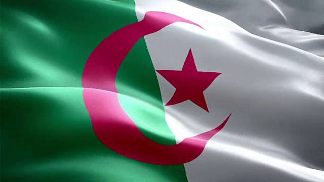 阿尔及利亚国旗。(新增加效果)视频下载