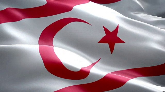 北塞浦路斯国旗。(新的浪涌和照明效果)视频素材