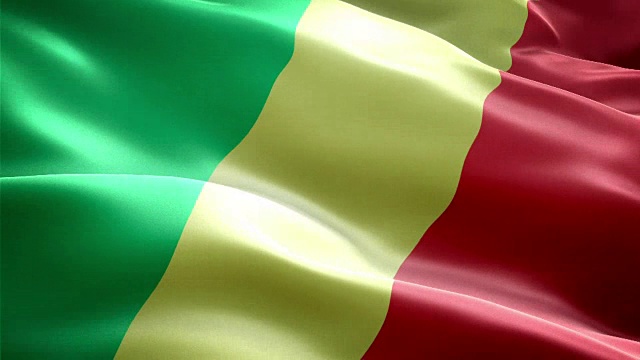 刚果共和国国旗。(新的浪涌和照明效果)视频素材