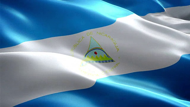 尼加拉瓜国旗。(新的浪涌和照明效果)视频下载
