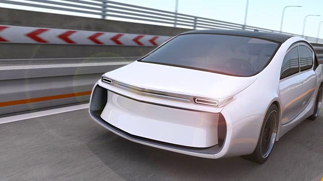 白色电动汽车在高速公路上行驶视频素材