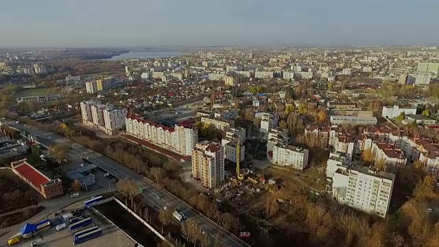 鸟瞰图的城市Ternopil乌克兰视频下载