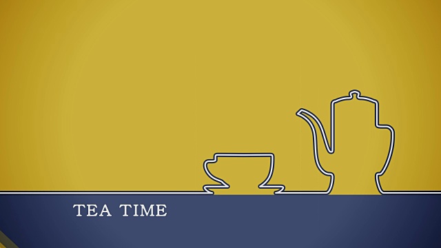 茶杯与茶壶扁平造型的动画视频下载