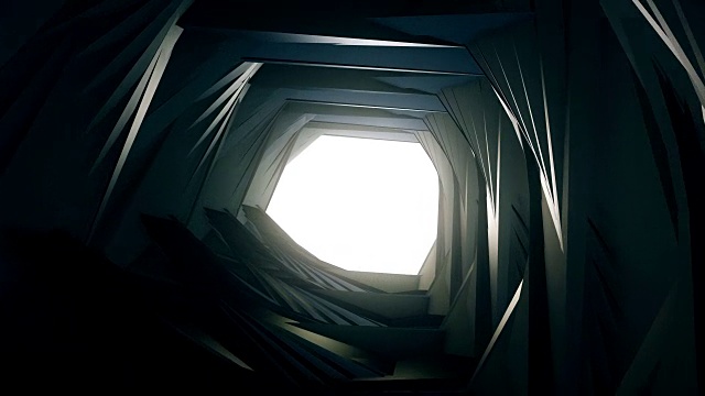 3D渲染，在工业隧道飞行，抽象隧道的金属结构和梁4K视频素材
