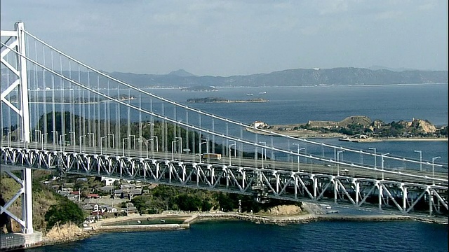 高空轨道沿濑户大桥向前视频素材