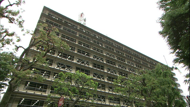 树枝构成了日本埼玉县警察局的画面。视频素材