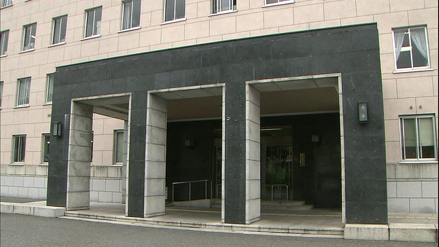 日本埼玉县政府办公室入口上方的立面上有窗户。视频素材