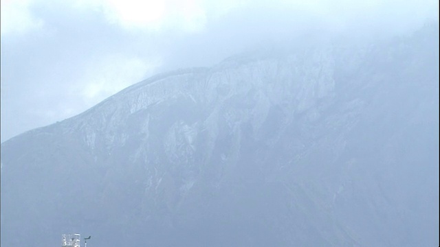 日本鹿儿岛，樱花岛火山被积雪覆盖。视频素材