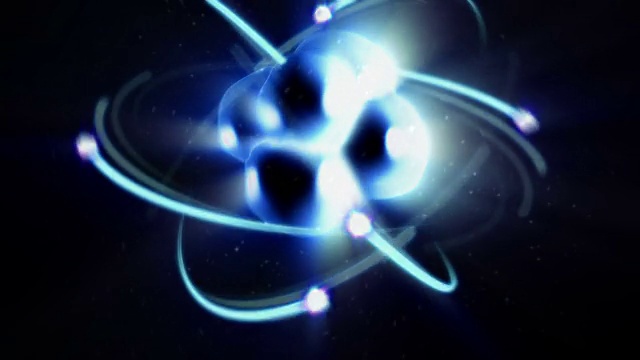 放大/缩小电子绕原子核运行的原子视频素材