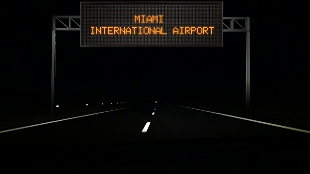 迈阿密国际机场数字道路标志和入口标志。视频下载
