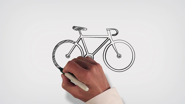 自行车白板定格风格动画视频素材
