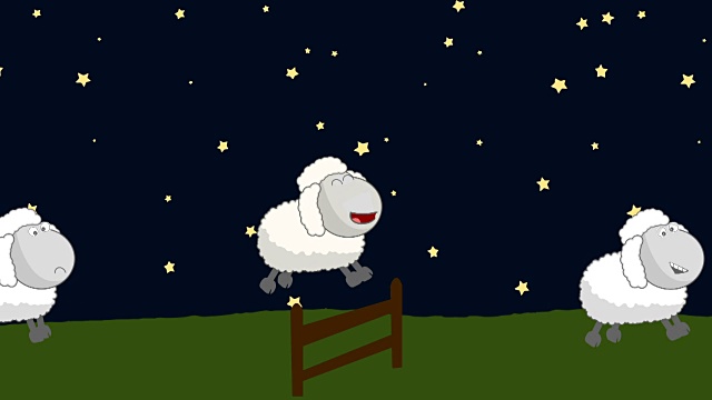 数一数在星夜跳篱笆的绵羊视频素材