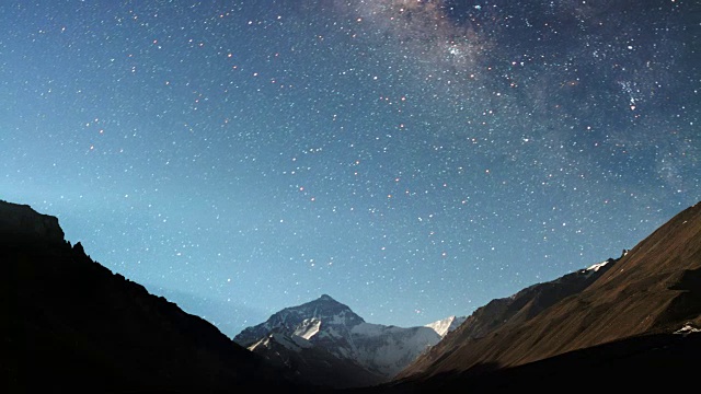 珠穆朗玛峰和银河，喜马拉雅山视频素材