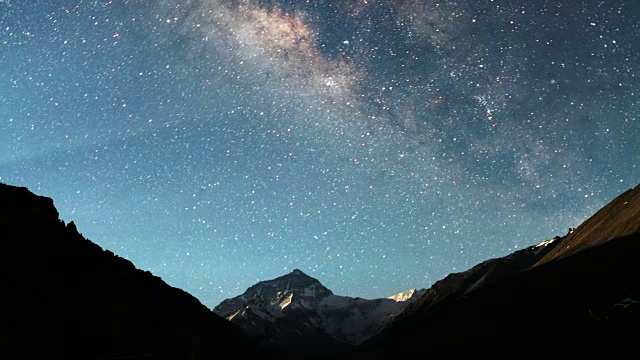 珠穆朗玛峰和银河，喜马拉雅山视频素材