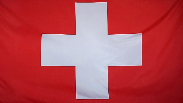 慢动作真实纺织瑞士国旗视频素材