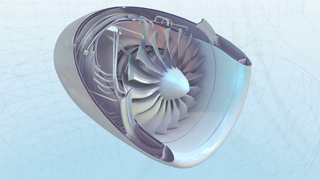 涡轮喷气飞机引擎白色成长为飞机喷气机视频下载
