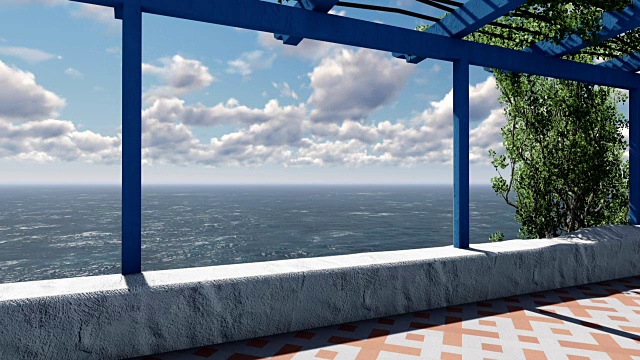 夏季阳台，地中海海景视频素材