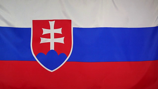 斯洛伐克国旗真正的织物近距离看视频下载