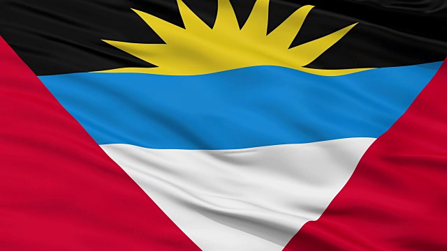 近距离观看安提瓜和巴布达国旗飘扬视频素材