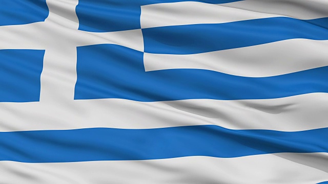 近距离观看挥舞的希腊国旗视频素材
