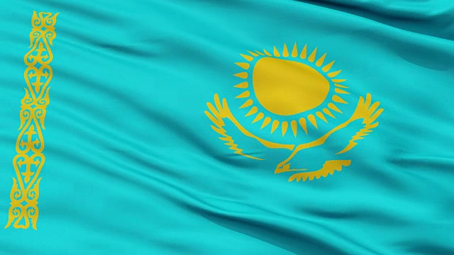 近距离展示哈萨克斯坦国旗视频素材