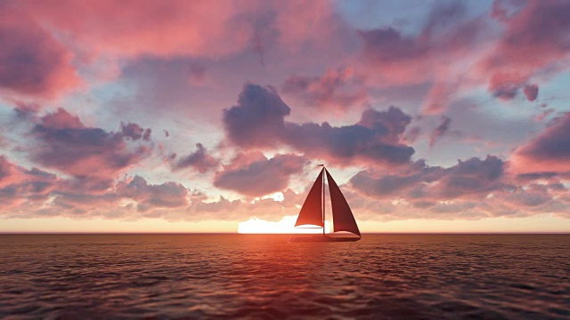 帆船在日落时分视频下载