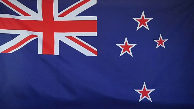 慢动作真实的纺织品新西兰国旗视频素材