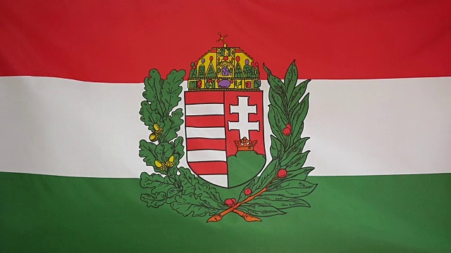 慢动作真实纺织匈牙利国旗纹章视频下载