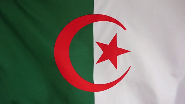 阿尔及利亚国旗真实织物近视频下载